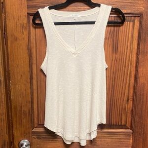Z Supply Cream Ribbed V-Neck Tank Top